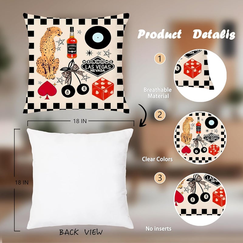 Nipil Funky Y2K Trendy Western Cheetah 8 Ball Pillow Covers 18x18, Cowgirl Room Decor, Retro Country Western Checkered Decorative Throw Pillow Covers Pillowcases for Home Room - Image 2